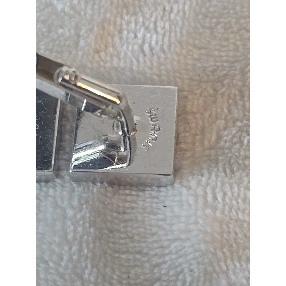 Vintage Swank Cuff Links - Silver Square with Design